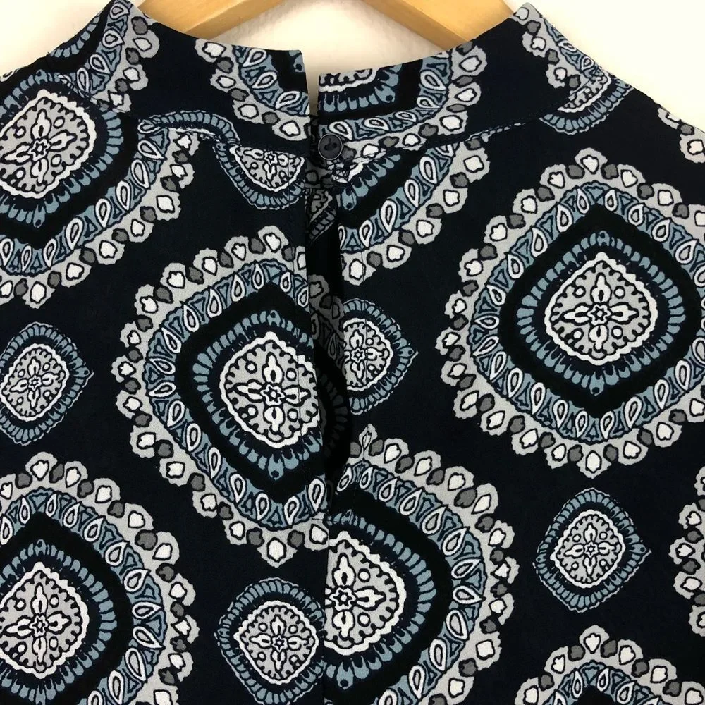 LOFT Paisley Print Drawstring Puff Sleeve Blouse Size S